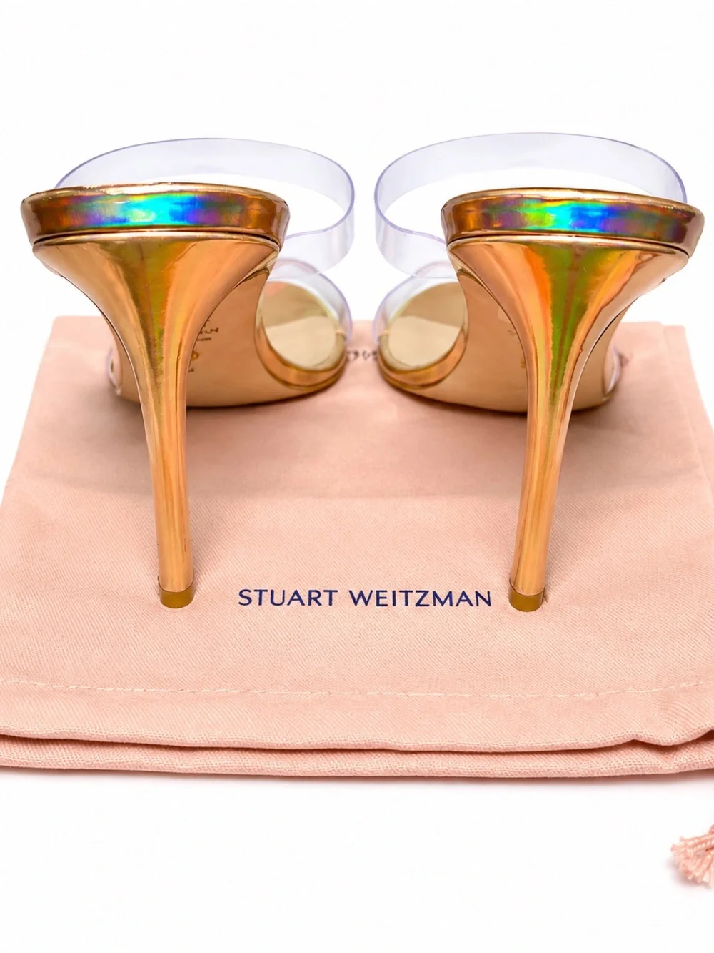 STUART WEITZMAN Aleena 100mm Heel Iridescent Sandals | Size 10